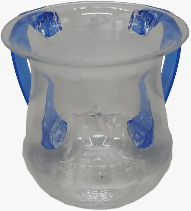 נטלה אקריליק פלסטיק קשיח מעוצבת שקופה עם ידיות בצבע כחול