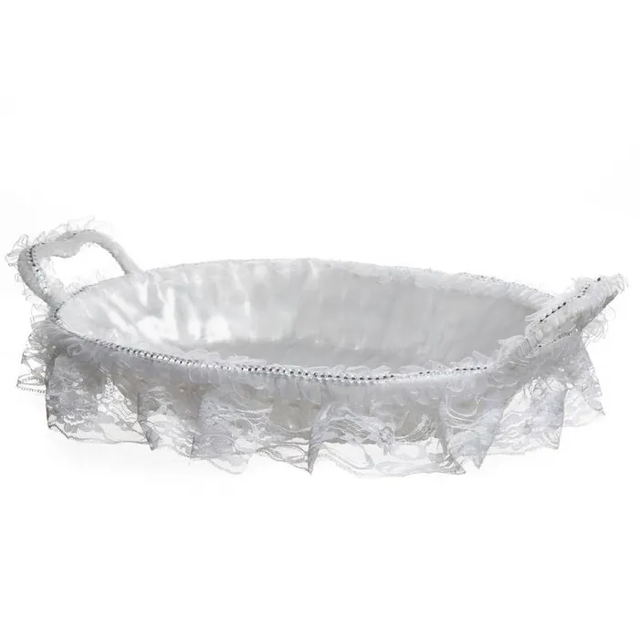 סלסלה אובלית ציפוי בד עם ידיות 50/36/8