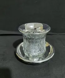 גביע קריסטל מהודר לקידוש בצבע כסף גובה 9 ס"מ