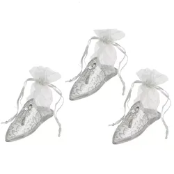 חבילת 3 נעלי מרוקו + שקית אורגנזה 12\4 ס"מ - כסף